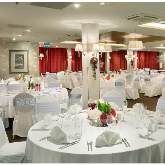 50 pieces | Silver Sequin Chair Sashes Stretch Spandex Bands Sparkling Wedding - Picture 4 of 6